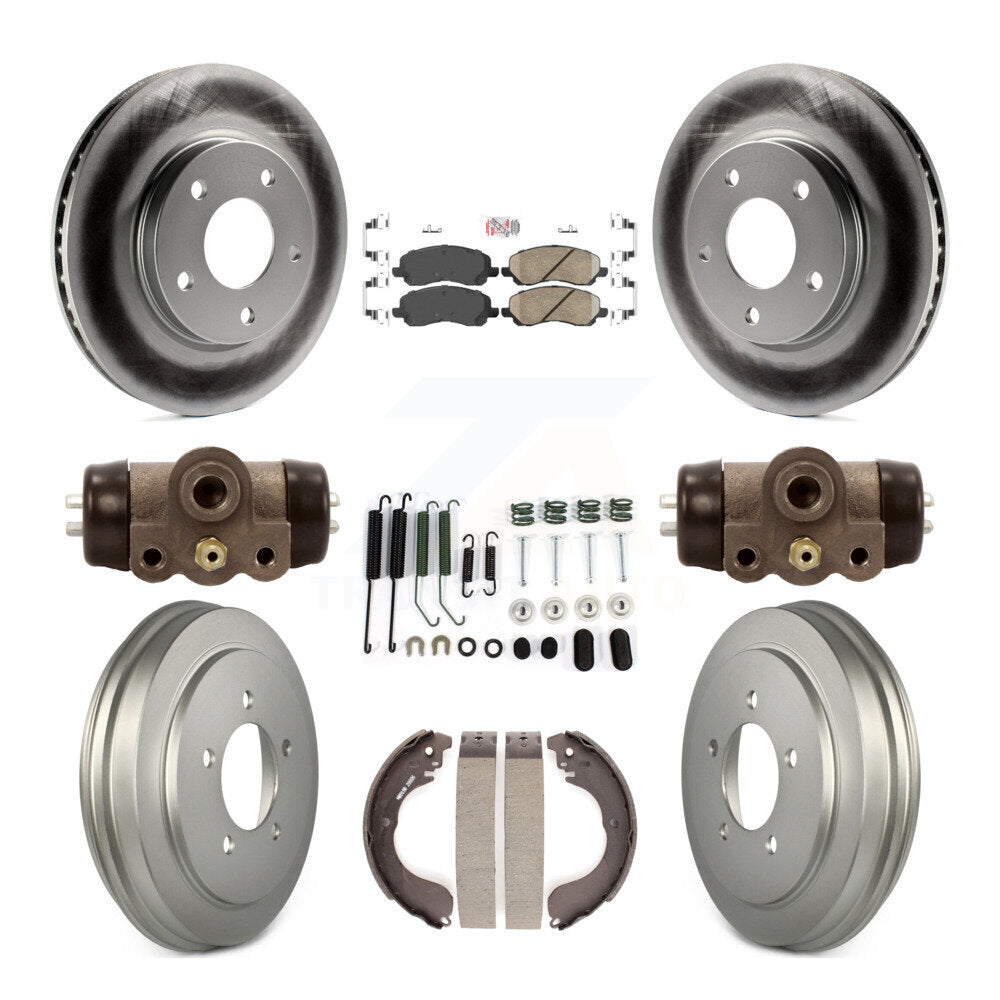 Front Rear Disc Brake Rotors Ceramic Pads And Coated Drum Kit (9Pc) For Dodge Caliber KGA-104488
