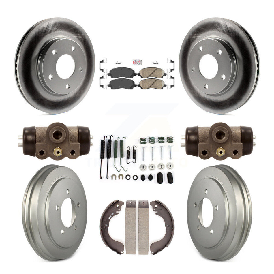 Front Rear Disc Brake Rotors Ceramic Pads And Coated Drum Kit (9Pc) For Dodge Caliber KGA-104488