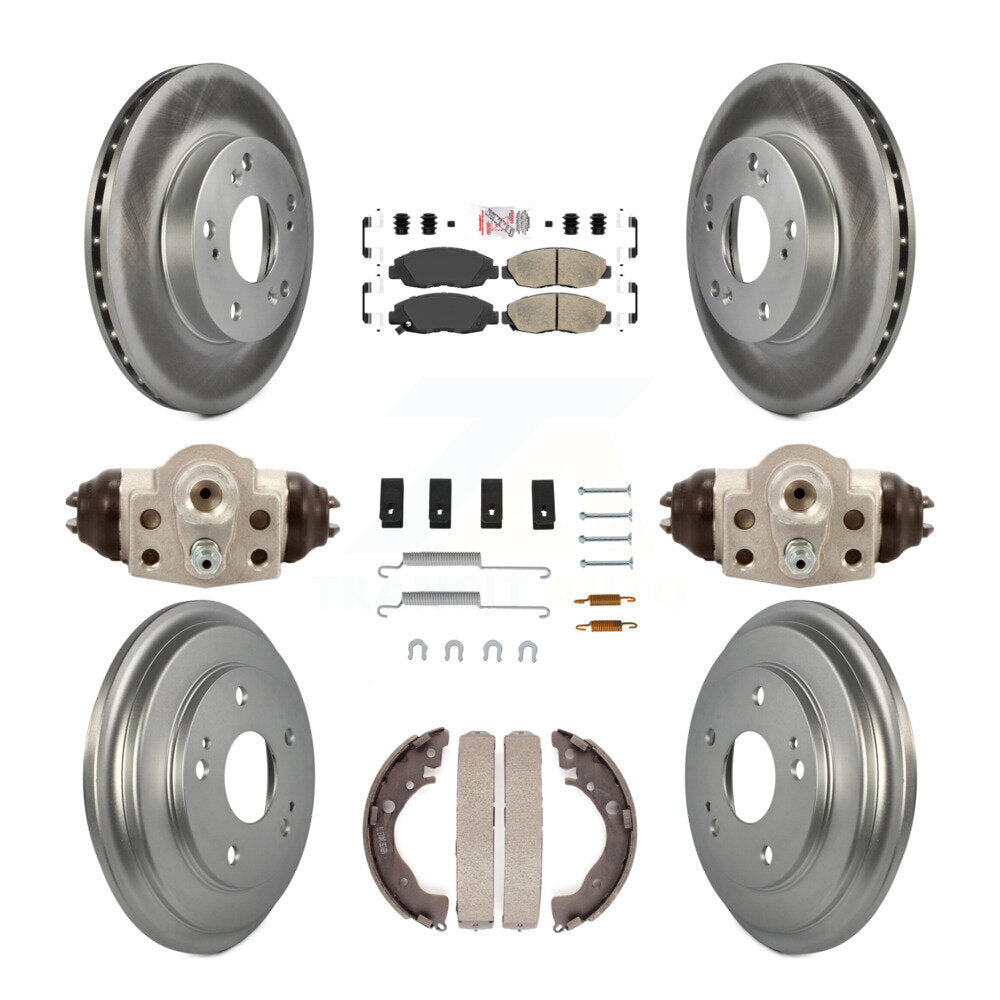 Front Rear Disc Brake Rotors Ceramic Pads And Coated Drum Kit (9Pc) For Honda Civic KGA-104492