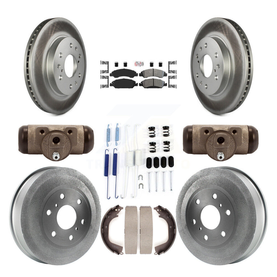 Front Rear Disc Brake Rotor Semi-Metallic Pad & Coated Drum Kit (9Pc) For GMC Sierra 1500 KGA-104496
