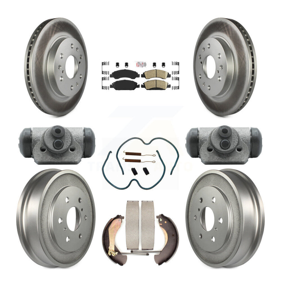 Front Rear Brake Rotor Ceramic Pad Coated Drum Kit (9Pc) For Chevrolet Silverado 1500 GMC KGA-104501