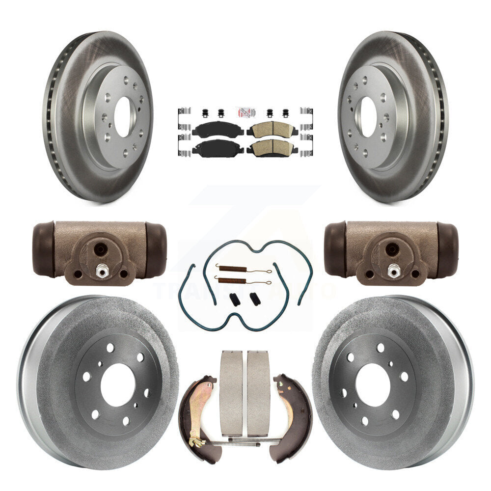 Front Rear Brake Rotor Ceramic Pad Coated Drum Kit (9Pc) For Chevrolet Silverado 1500 GMC KGA-104506