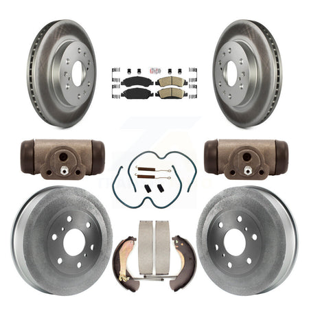 Front Rear Brake Rotor Ceramic Pad Coated Drum Kit (9Pc) For Chevrolet Silverado 1500 GMC KGA-104506