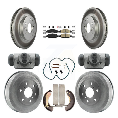 Front Rear Brake Rotor Ceramic Pad Coated Drum Kit (9Pc) For Chevrolet Silverado 1500 GMC KGA-104507