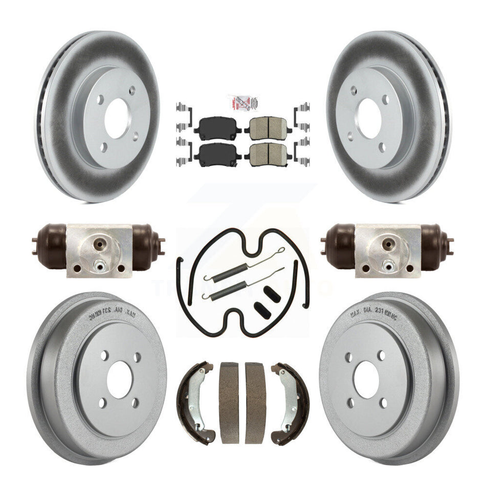 Front Rear Brake Rotors Ceramic Pad Coated Drum Kit (9Pc) For Pontiac G5 Disc rear brakes KGA-104525