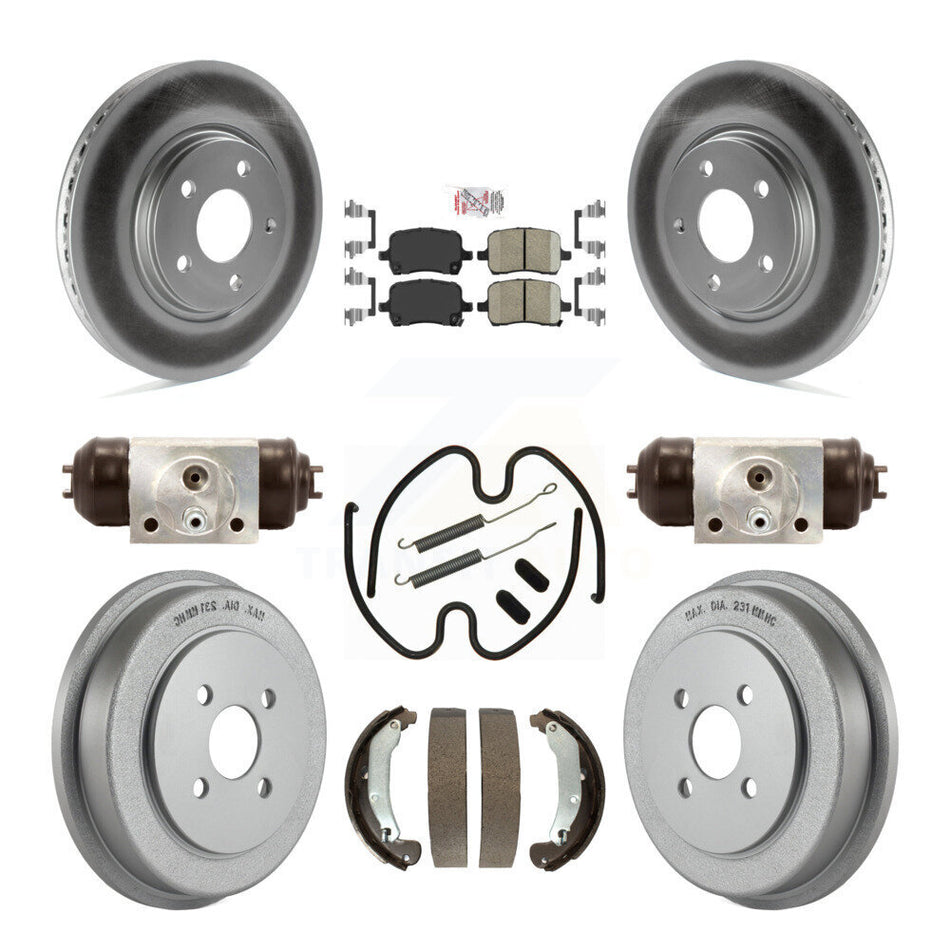 Front Rear Disc Brake Rotors Ceramic Pads And Coated Drum Kit (9Pc) For Pontiac Pursuit KGA-104528