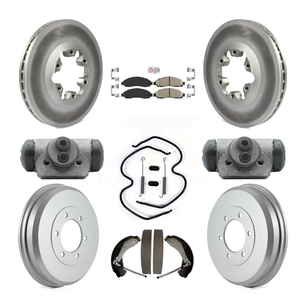 Front Rear Brake Rotors Ceramic Pad Coat Drum Kit (9Pc) For Chevrolet Colorado GMC Canyon KGA-104540