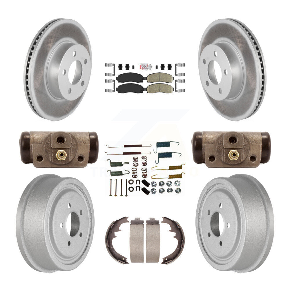 Front Rear Disc Brake Rotor Ceramic Pad Coated Drum Kit (9Pc) For Ford Ranger Mazda B4000 KGA-104542
