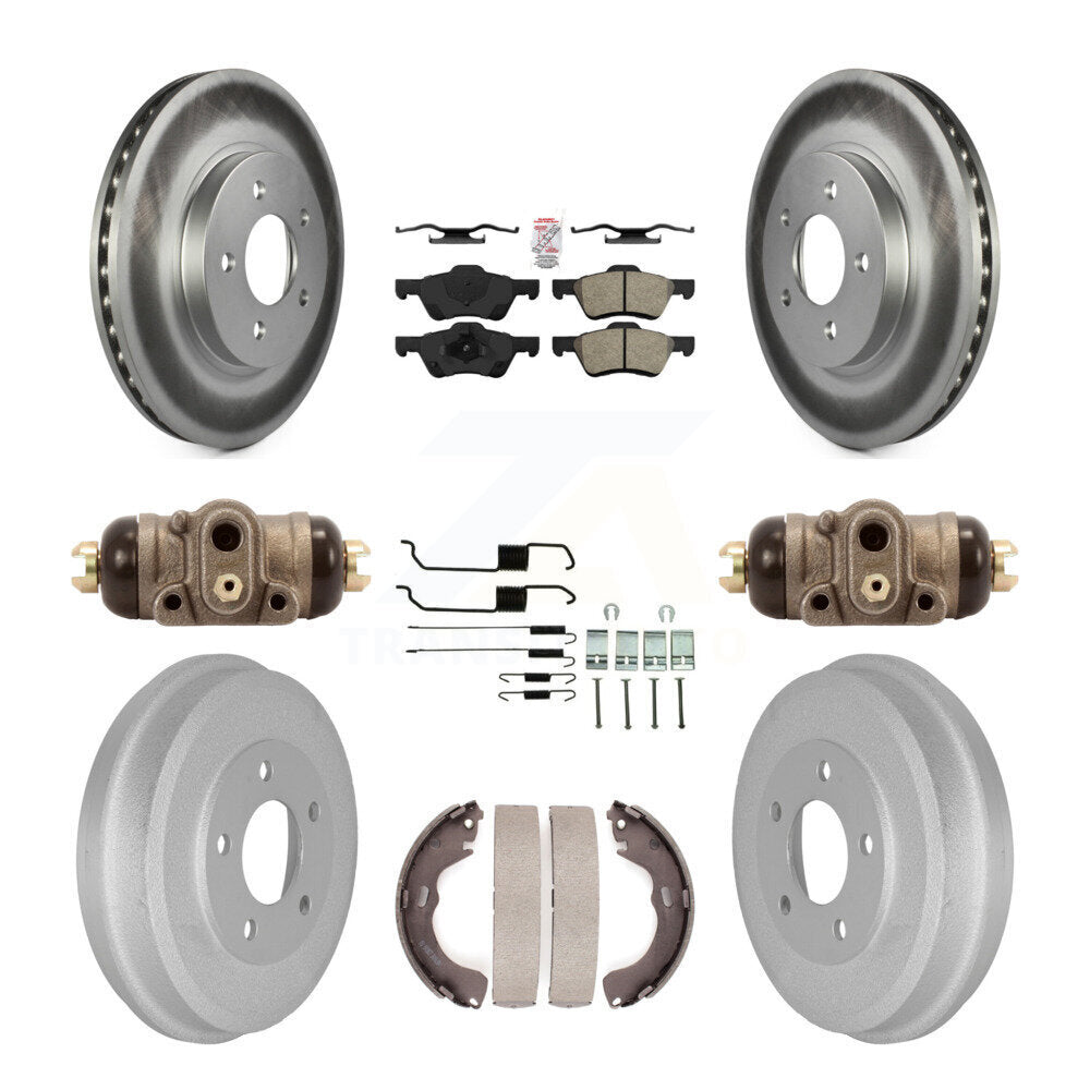 Front Rear Disc Brake Rotor Semi-Metallic Pad Coat Drum Kit (9Pc) For Ford Escape Mercury KGA-104543