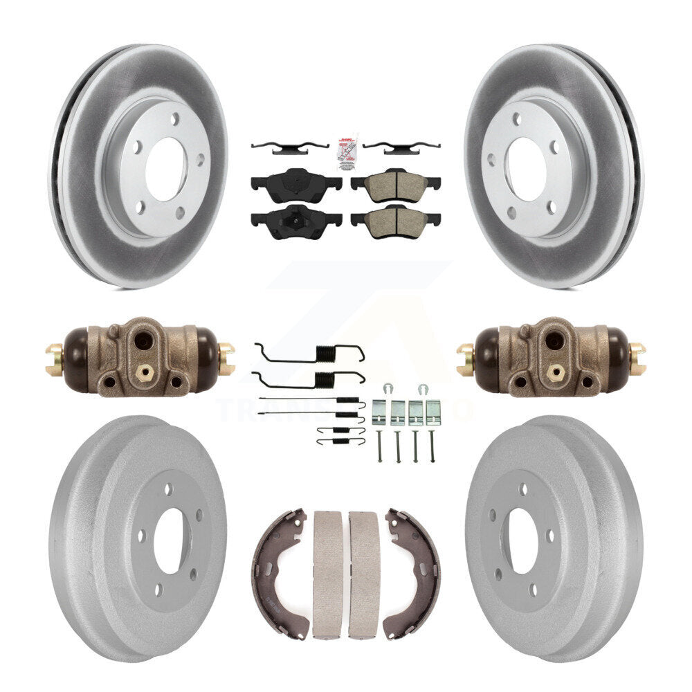 Front Rear Disc Brake Rotor Semi-Metallic Pad & Coated Drum Kit (9Pc) For Mercury Mariner KGA-104545