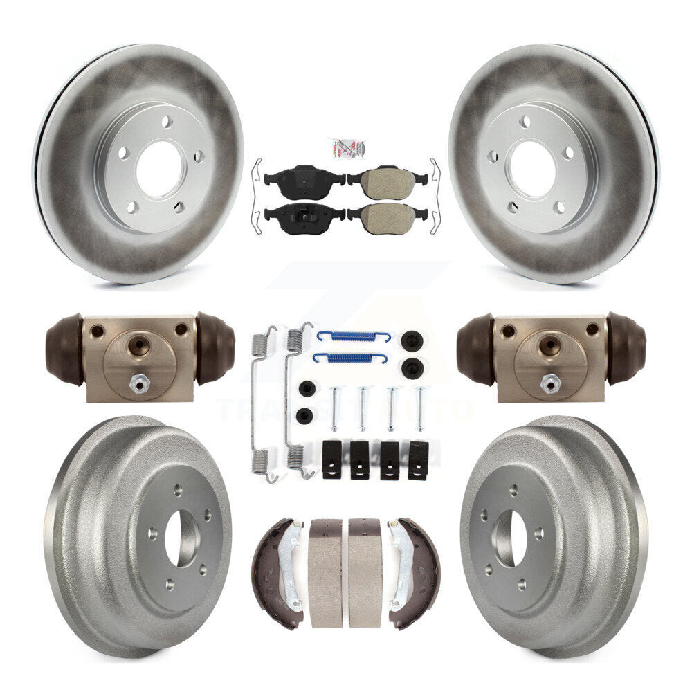 Front Rear Brake Rotor Semi-Metallic Pad & Coated Drum Kit (9Pc) For Ford Transit Connect KGA-104546
