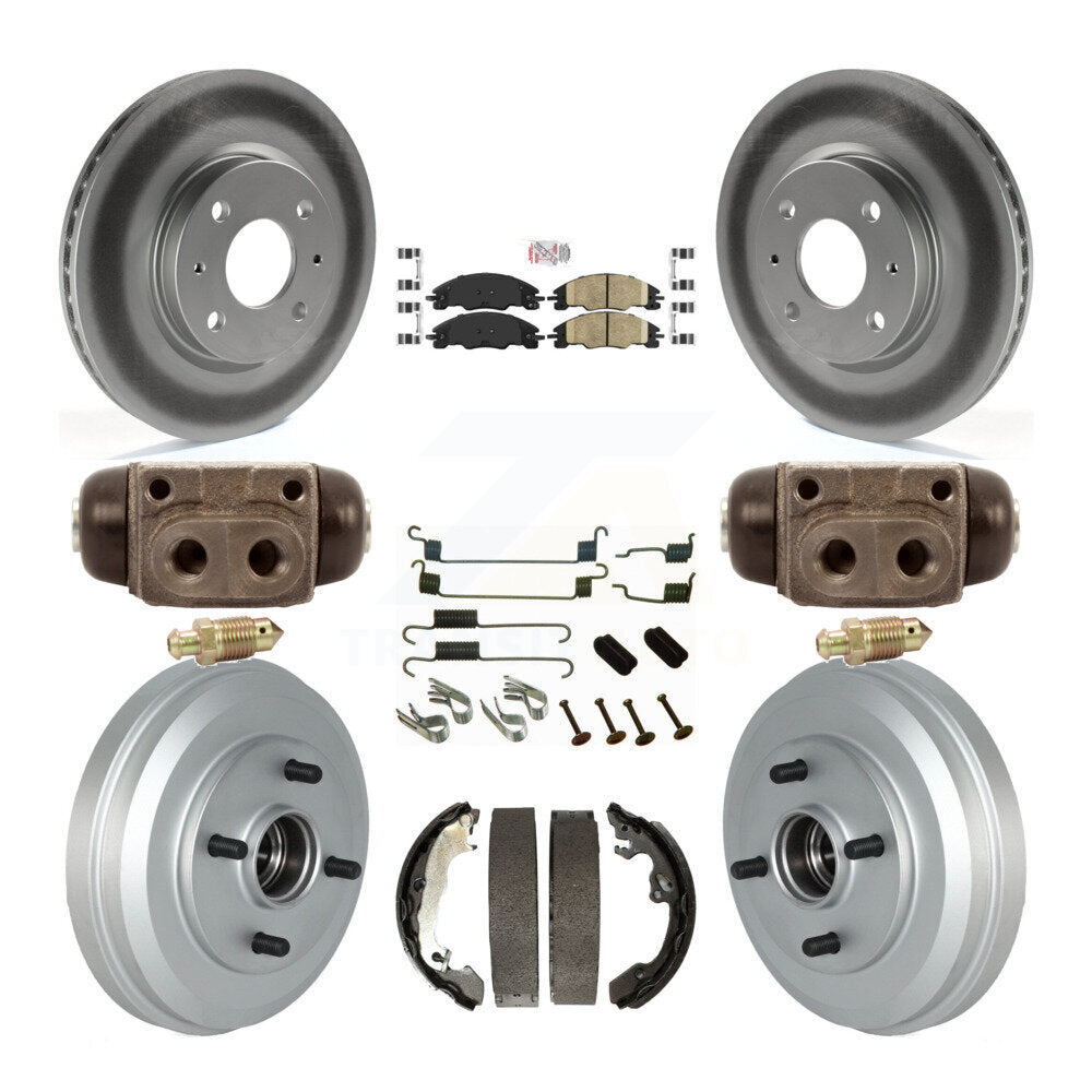 Front Rear Disc Brake Rotors Ceramic Pads And Coated Drum Kit (9Pc) For Ford Focus KGA-104548