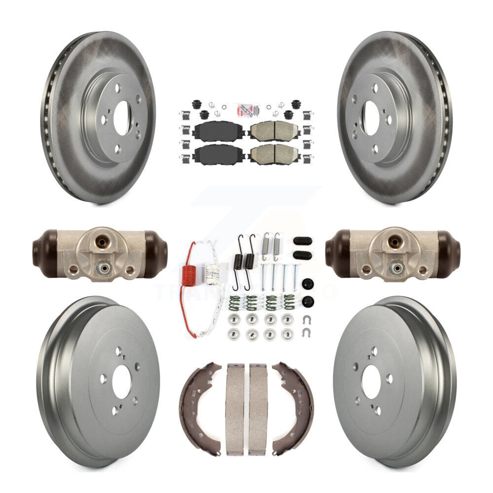 Front Rear Disc Brake Rotors Ceramic Pad Coat Drum Kit (9Pc) For 2009-2013 Toyota Corolla KGA-104550