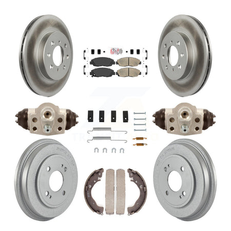 Front Rear Disc Brake Rotors Ceramic Pads And Coated Drum Kit (9Pc) For Honda Insight KGA-104558