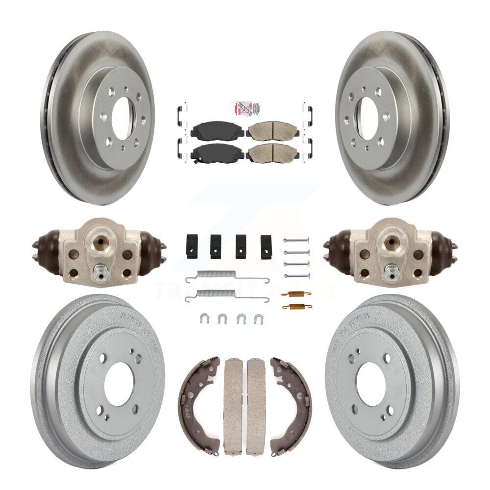 Front Rear Disc Brake Rotors Ceramic Pads And Coated Drum Kit (9Pc) For Honda Insight KGA-104559