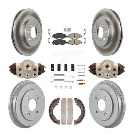 Front Rear Disc Brake Rotors Ceramic Pads And Coated Drum Kit (9Pc) For Honda Insight KGA-104559