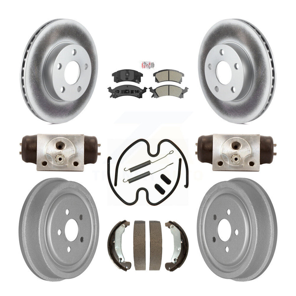 Front Rear Brake Rotor Semi-Metallic Pad Coat Drum Kit (9Pc) For Pontiac Sunfire Cavalier KGA-104560