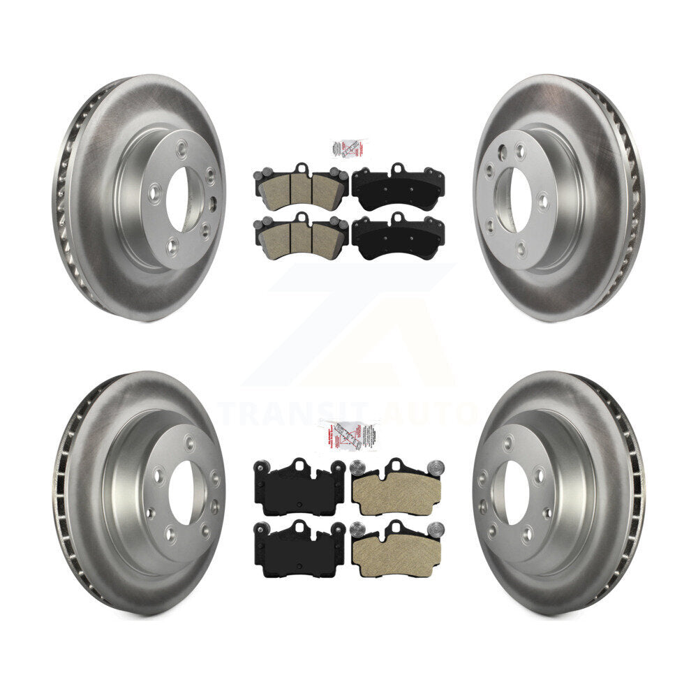 Front Rear Semi-Metallic Pad And Coated Disc Brake Rotor Kit (6Pc) For Volkswagen Touareg KGA-104586