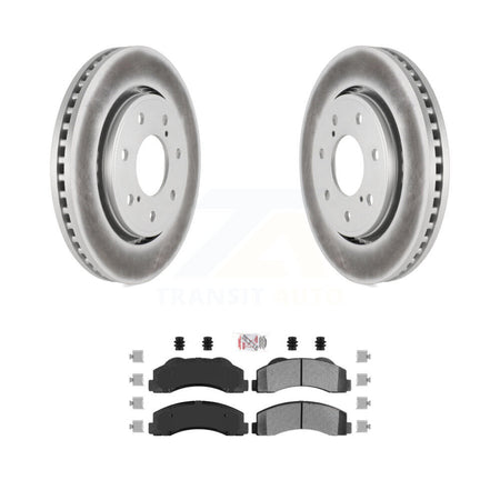 Front Coated Brake Rotor Semi-Metallic Pad Kit For 2010-2014 Ford F-150 With 7 Lug Wheels KGA-104651