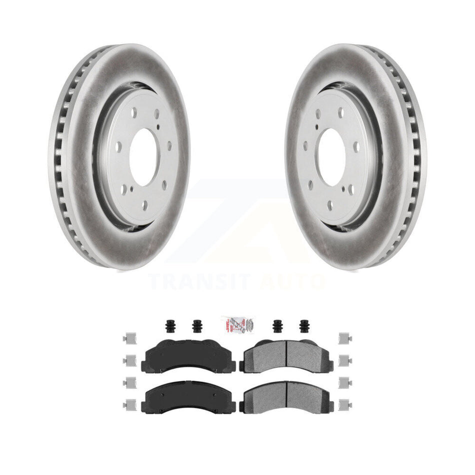 Front Coated Brake Rotor Semi-Metallic Pad Kit For 2010-2014 Ford F-150 With 7 Lug Wheels KGA-104651