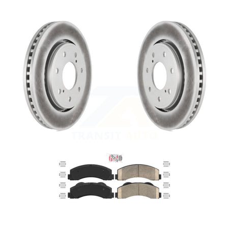 Front Coated Disc Brake Rotors Ceramic Pad Kit For 2010-2014 Ford F-150 With 7 Lug Wheels KGA-104652