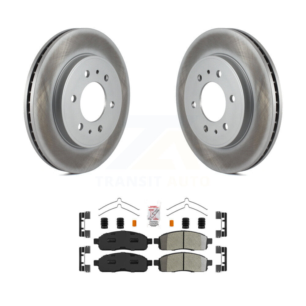 Front Coated Disc Brake Rotor Semi-Metallic Pad Kit For 2009 Ford F-150 With 6 Lug Wheels KGA-104690