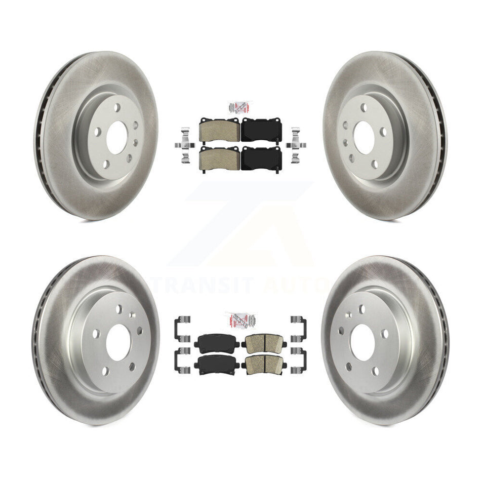 Front Semi-Metallic Rear Ceramic Pads And Coated Disc Brake Rotors Kit For Cadillac XTS KGA-104739