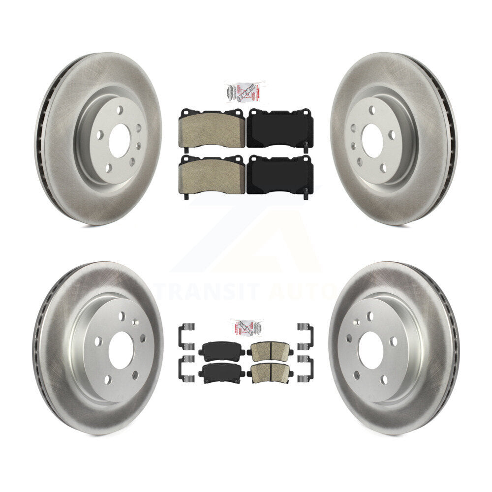 Front Semi-Metallic Rear Ceramic Pads And Coated Disc Brake Rotors Kit For Cadillac XTS KGA-104740