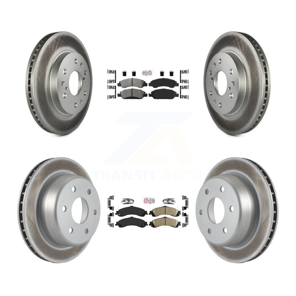Front Semi-Metallic Rear Ceramic Pad Coated Brake Rotors Kit For Chevrolet Silverado 1500 KGA-104760