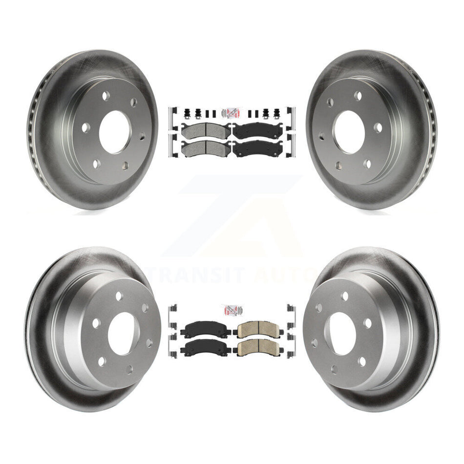 Front Semi-Metallic Rear Ceramic Pad Coated Brake Rotors Kit For Chevrolet Avalanche 1500 KGA-104768