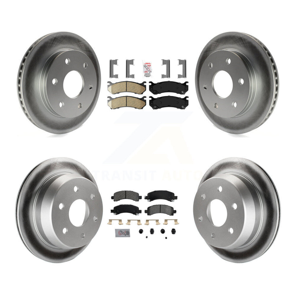 Front Ceramic Rear Semi-Metallic Pad Coated Brake Rotors Kit For Chevrolet Avalanche 1500 KGA-104769