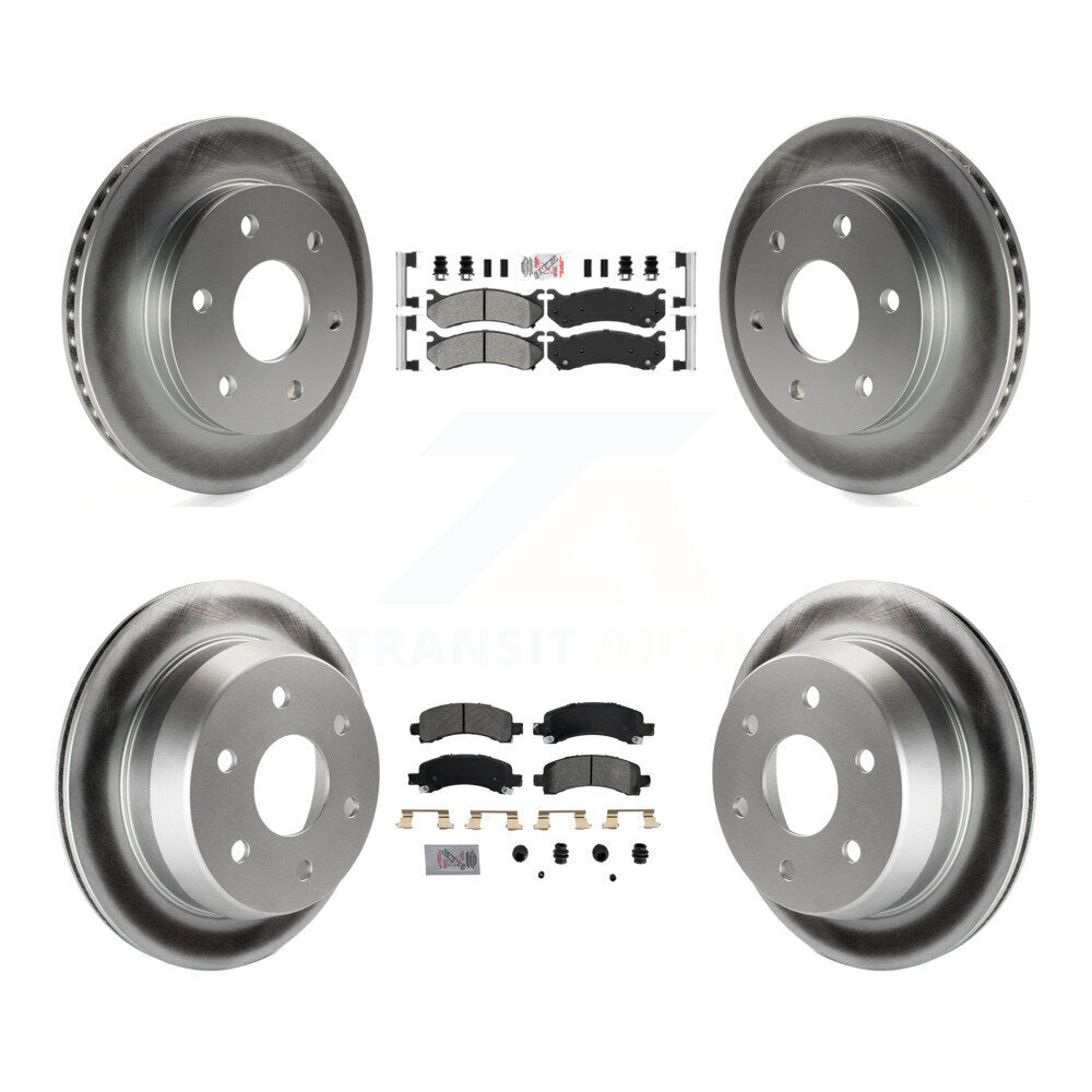 Front Rear Semi-Metallic Pad And Coated Disc Brake Rotor Kit For Chevrolet Avalanche 1500 KGA-104770