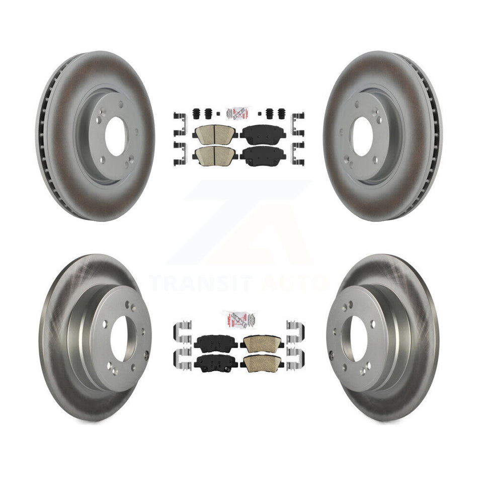 Front Rear Ceramic Pad Coat Brake Rotor Kit For 2016 Kia Optima With Manual Parking KGA-104804