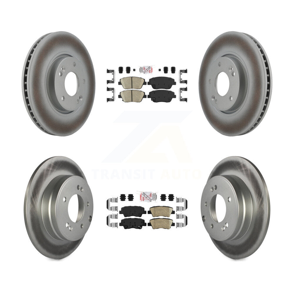 Front Rear Ceramic Pad Coat Brake Rotor Kit For 2016 Kia Optima With Manual Parking KGA-104806