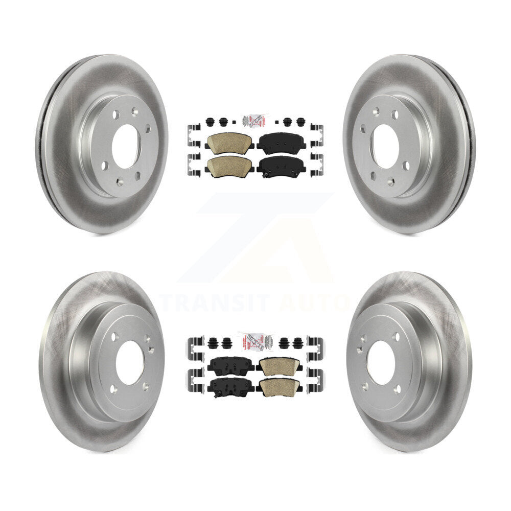 Front Rear Ceramic Pads And Coated Disc Brake Rotors Kit For Hyundai Accent Kia Rio KGA-104814