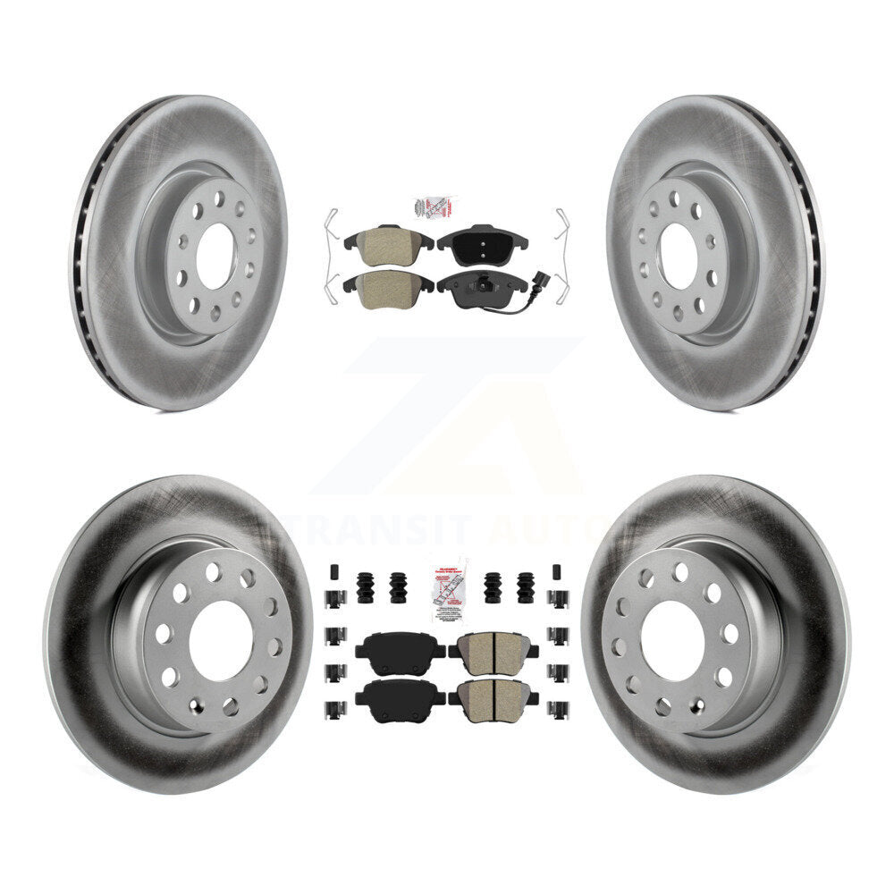 Front Rear Semi-Metallic Pad Coated Disc Brake Rotors Kit For 2012-2014 Volkswagen Passat KGA-104822