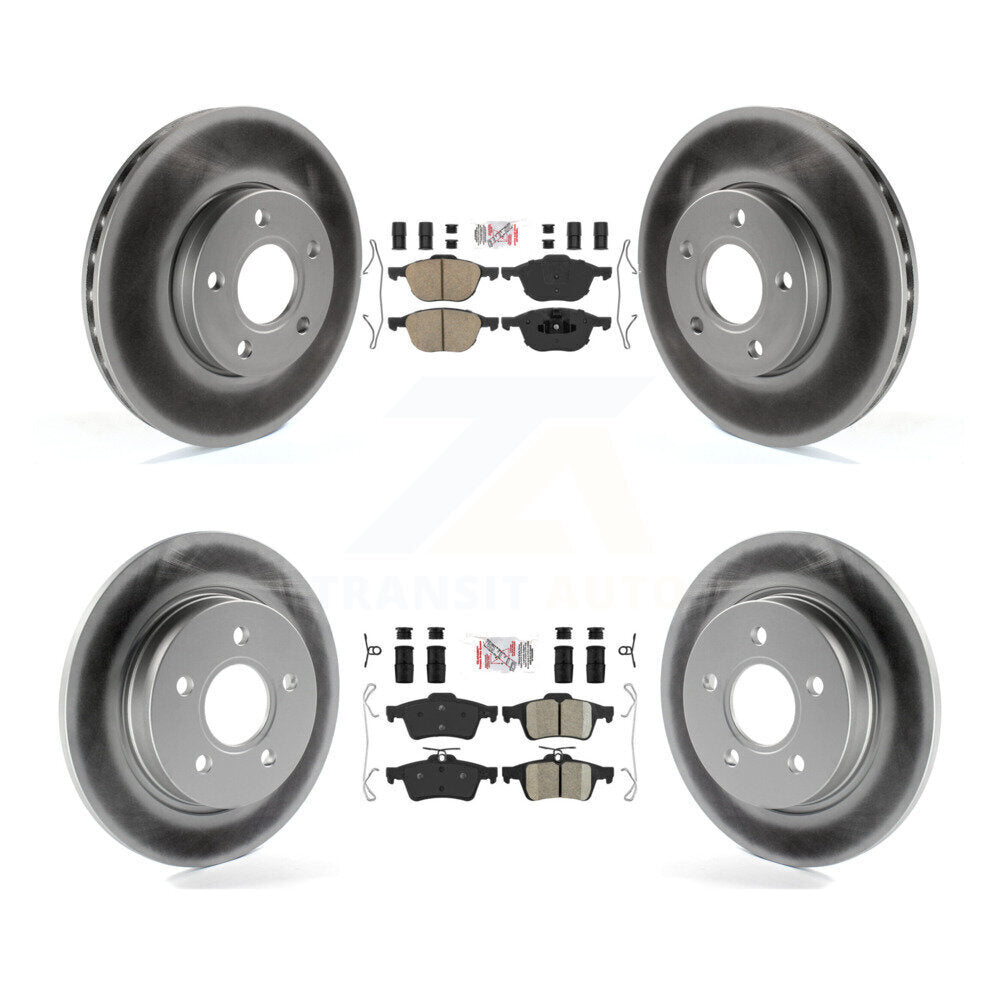 Front Rear Ceramic Pads And Coated Disc Brake Rotors Kit For Ford Focus KGA-104834