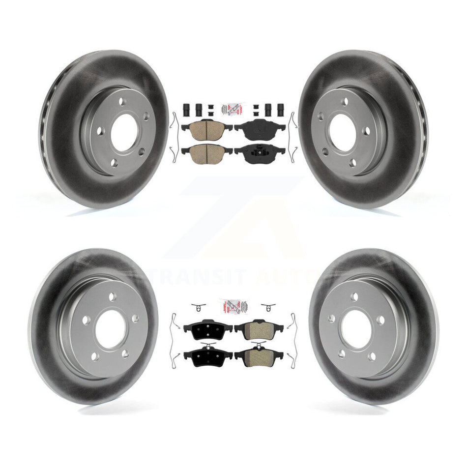 Front Ceramic Rear Semi-Metallic Pads And Coated Disc Brake Rotors Kit For Ford Focus KGA-104836