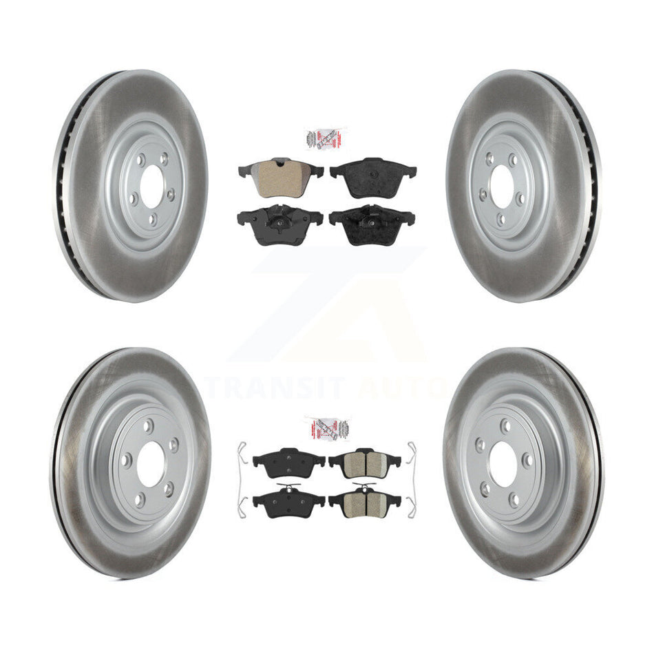 Front Semi-Metallic Rear Ceramic Pads And Coated Disc Brake Rotors Kit For Jaguar XF KGA-104853