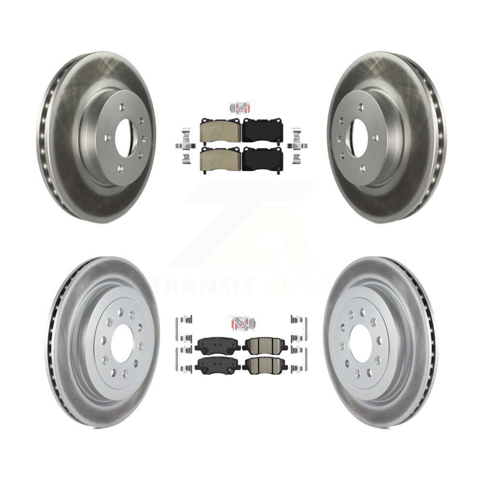 Front Semi-Metallic Rear Ceramic Pads And Coated Disc Brake Rotors Kit For Cadillac ATS KGA-104880