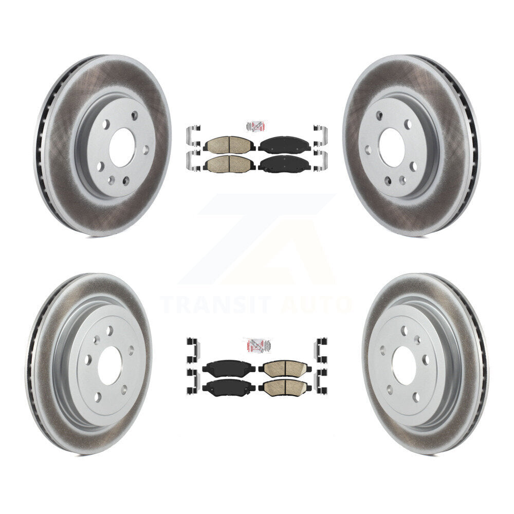 Front Rear Ceramic Pad Coated Brake Rotors Kit For Cadillac CTS Without Heavy Duty Brakes KGA-104884
