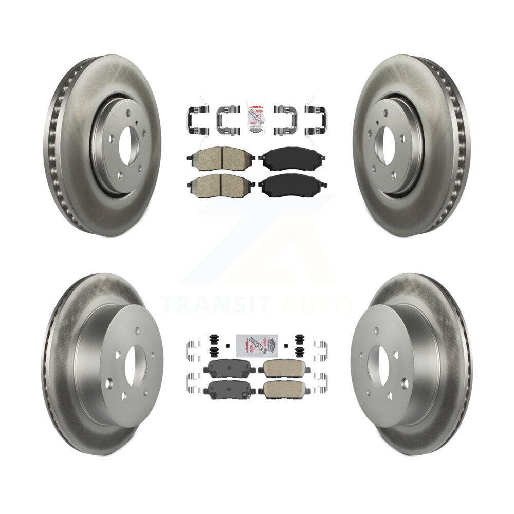 Front Semi-Metallic Rear Ceramic Pad & Coated Brake Rotor Kit For INFINITI FX35 FX37 FX45 KGA-104899