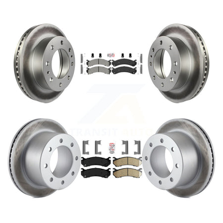 Front Semi-Metallic Rear Ceramic Pad & Coated Brake Rotor Kit For GMC Sierra 3500 Classic KGA-104955