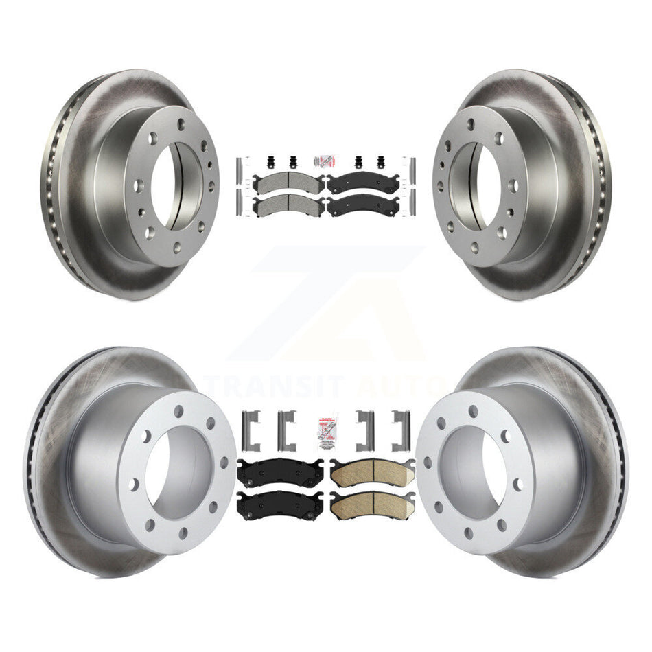 Front Semi-Metallic Rear Ceramic Pad & Coated Brake Rotor Kit For GMC Sierra 3500 Classic KGA-104955