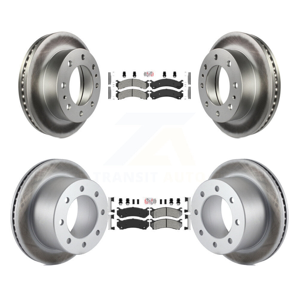 Front Rear Semi-Metallic Pad And Coated Disc Brake Rotors Kit For GMC Sierra 3500 Classic KGA-104957