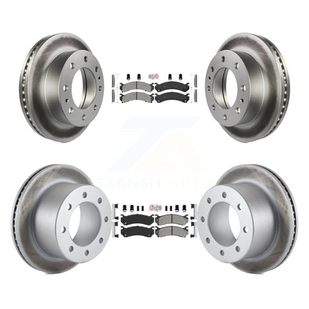 Front Rear Semi-Metallic Pad And Coated Disc Brake Rotors Kit For GMC Sierra 3500 Classic KGA-104957
