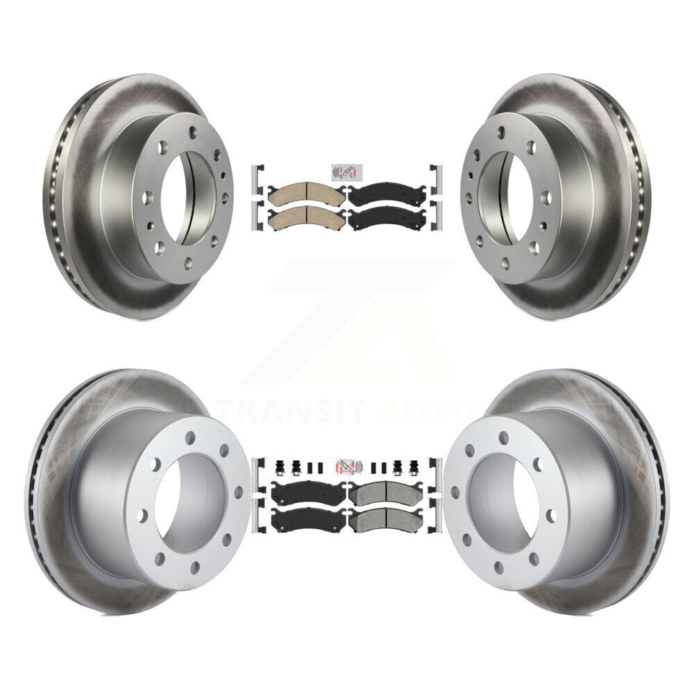 Front Ceramic Rear Semi-Metallic Pad & Coated Brake Rotor Kit For GMC Sierra 3500 Classic KGA-104958