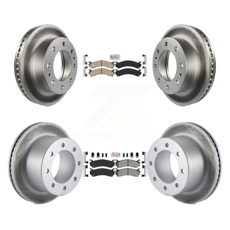 Front Ceramic Rear Semi-Metallic Pad & Coated Brake Rotor Kit For GMC Sierra 3500 Classic KGA-104958