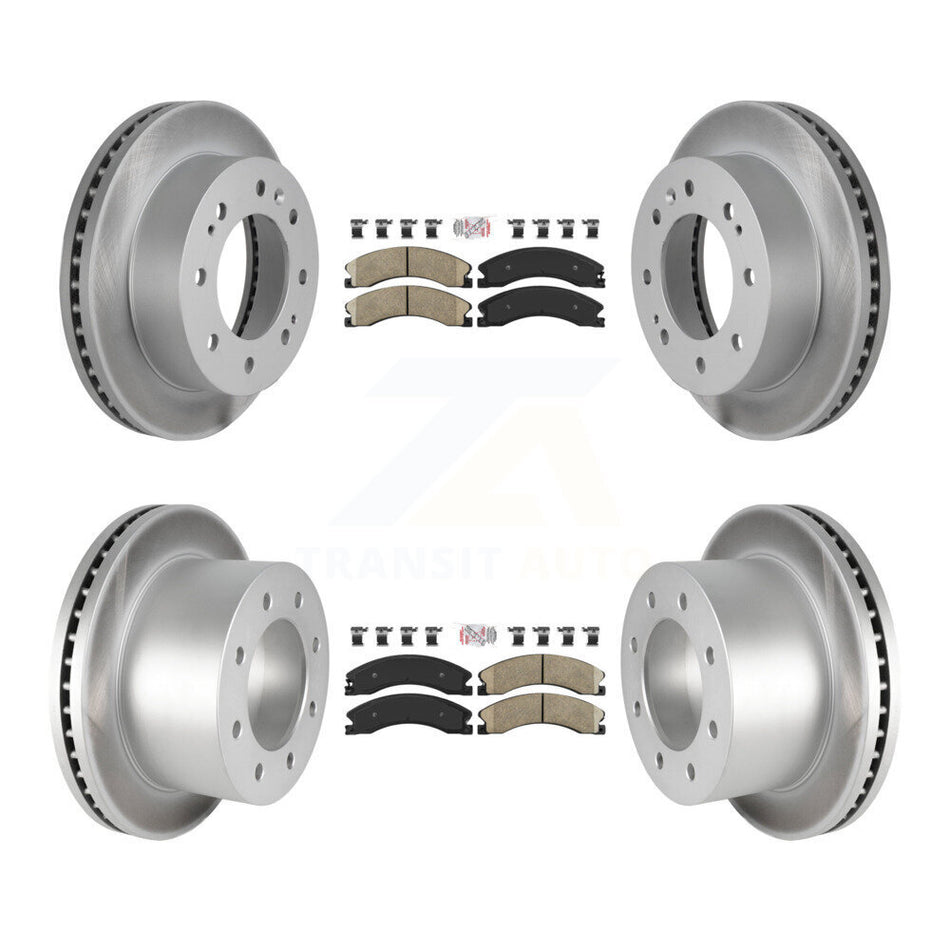 Front Rear Ceramic Pad Coated Brake Rotors Kit For GMC Sierra 3500 HD Chevrolet Silverado KGA-105009