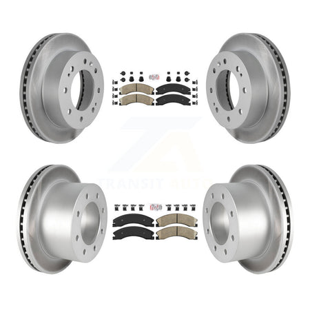 Front Rear Ceramic Pad Coated Brake Rotors Kit For GMC Sierra 3500 HD Chevrolet Silverado KGA-105011